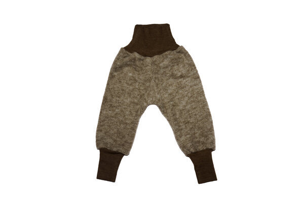 Wollfleece Hose braun-meliert