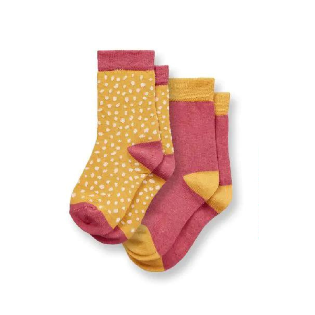 Socken 2er Pack Baumwolle Berry/Gelb