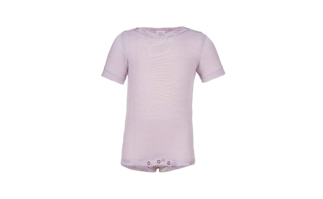 Wolle/Seide Kurzarm-Body magnolie