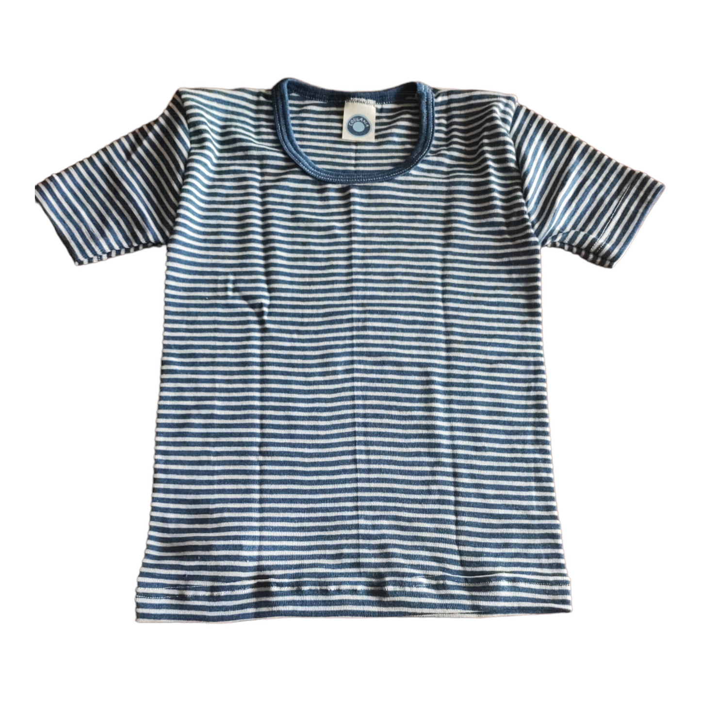 Kinder Hemd kurz Wolle/Seide marine gestreift