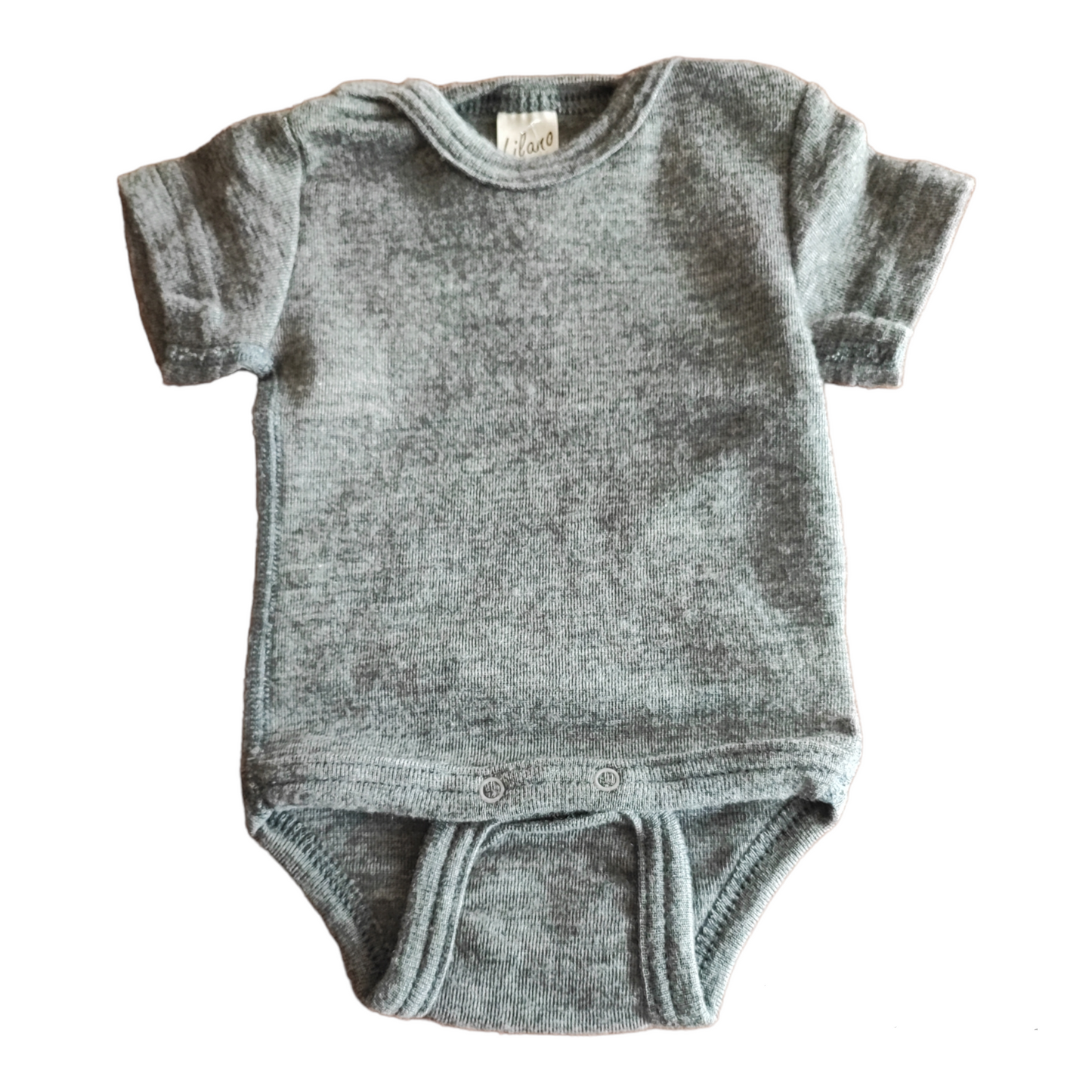 Wolle/Seide Kurzarm-Body grau