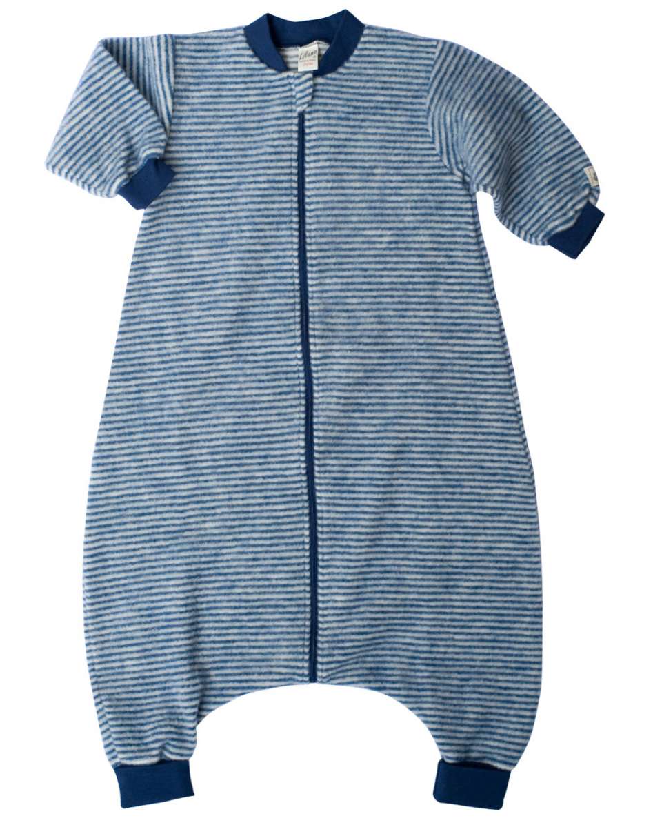 wollfleece schlafsack Schlafsack mit Fuß Wollfleece marine-gestreift – Baumwollbaby