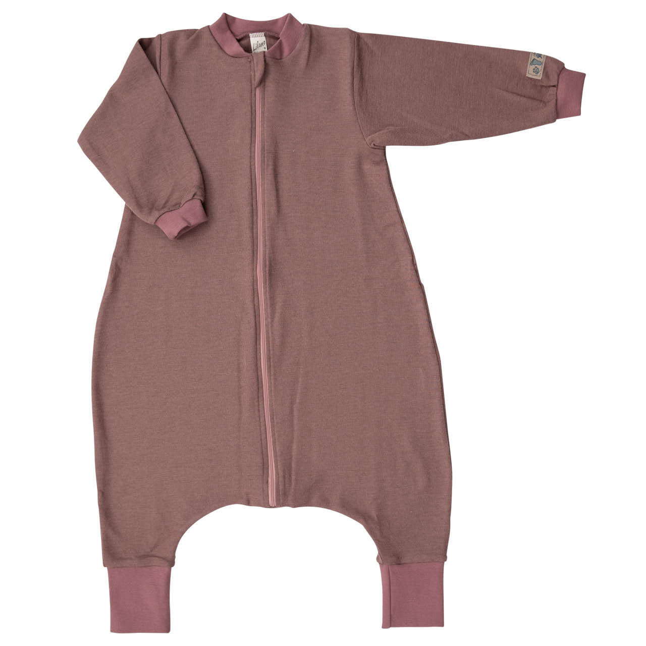 Schlafsack mit Fuß und Arm Wolle/Seide mauve