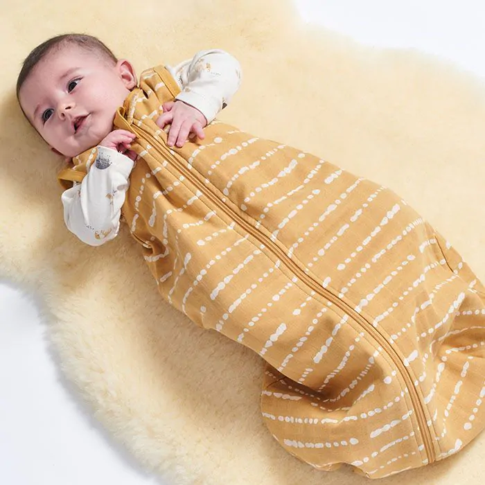 Schlafsack ohne Arm Musselin sonnengelb