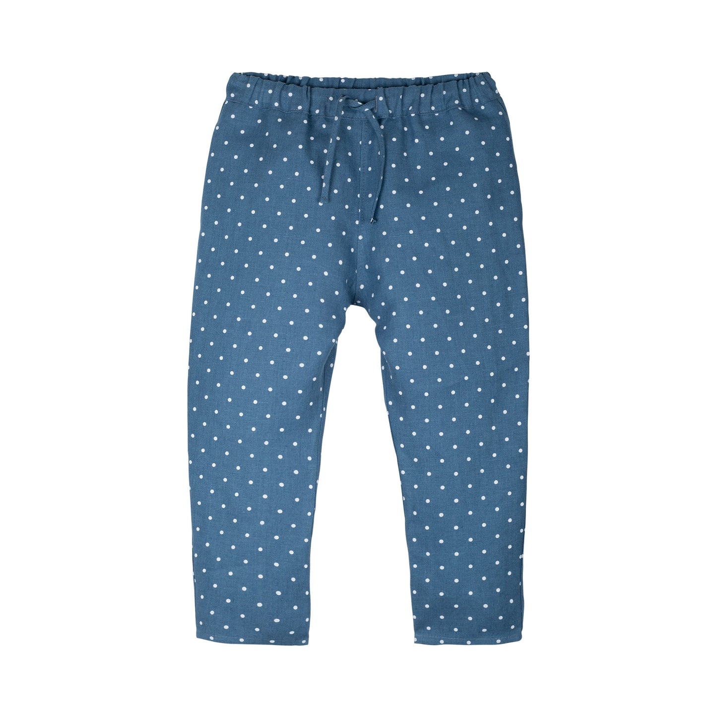 Hose lang Leinen blau Punkte