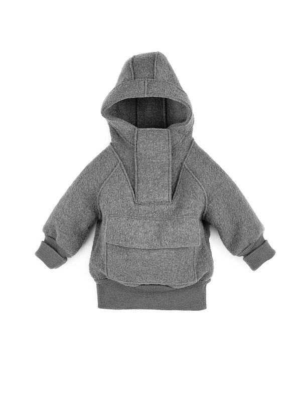 Wollwalk Schlupfjacke grau