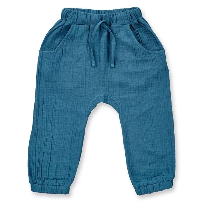 Hose lang Musselin tiefseeblau