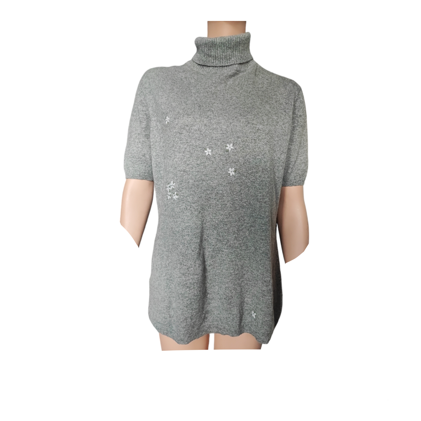 Pullover Kurzarm Kaschmir grau Gr. XL / Modell 90