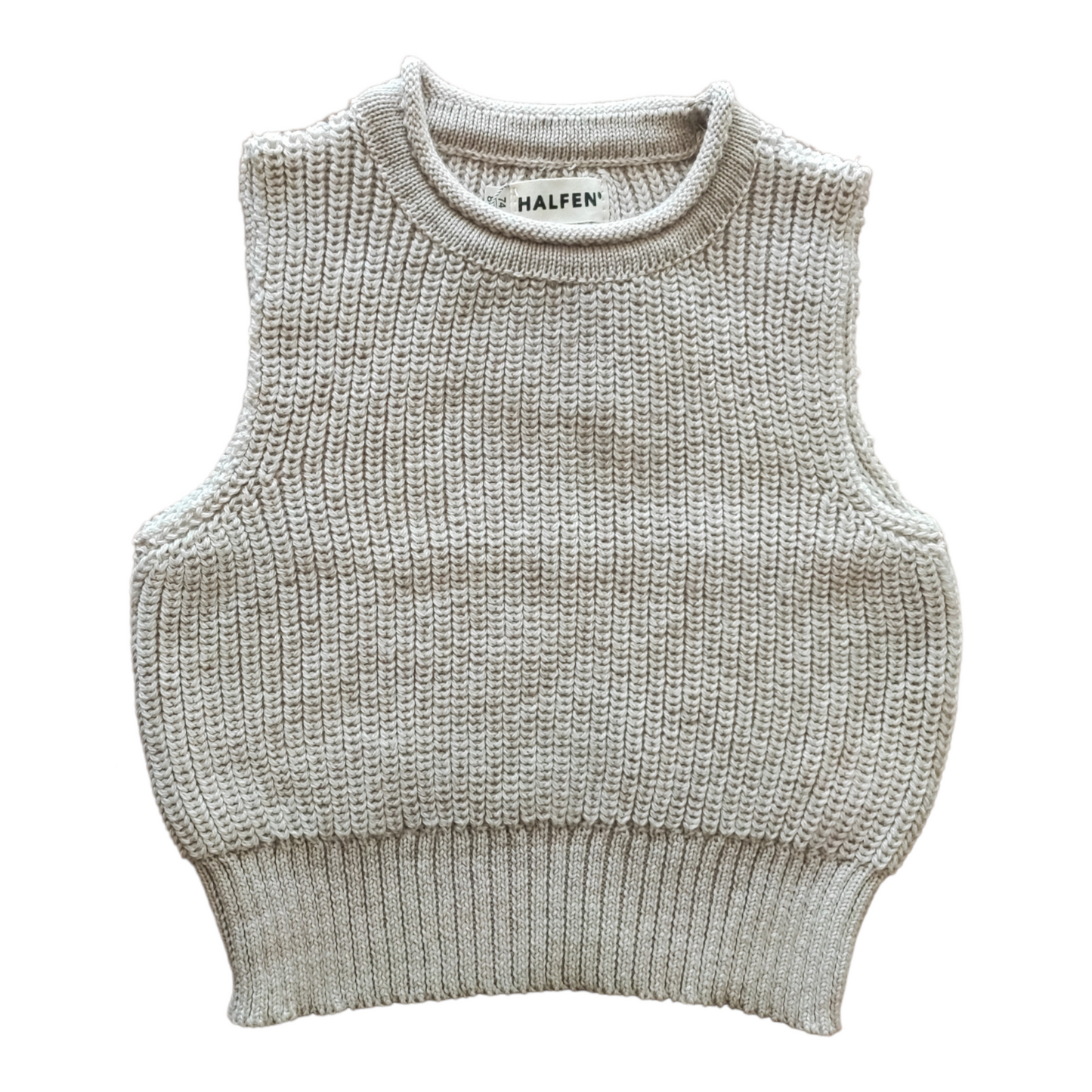 Grobstrick Pullunder Merino natur