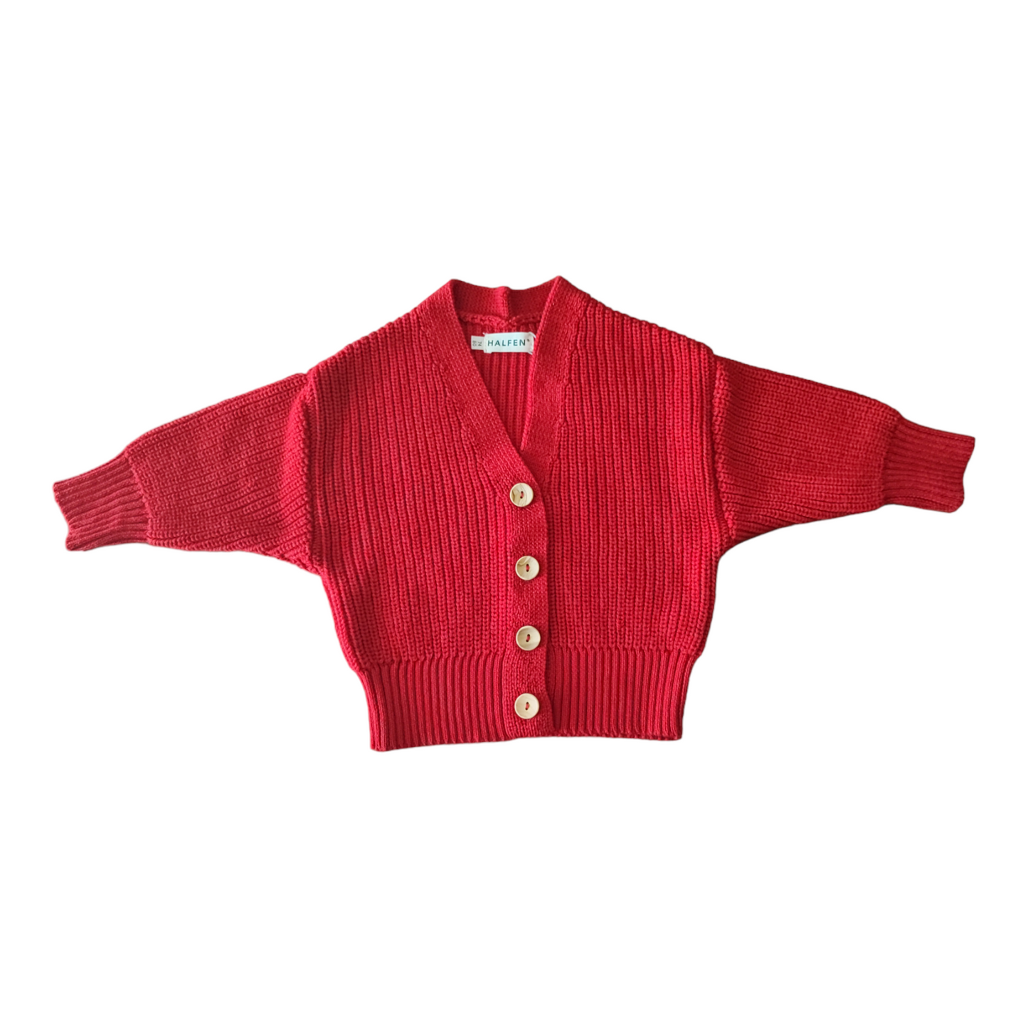 Grobstrick Cardigan Merino rot