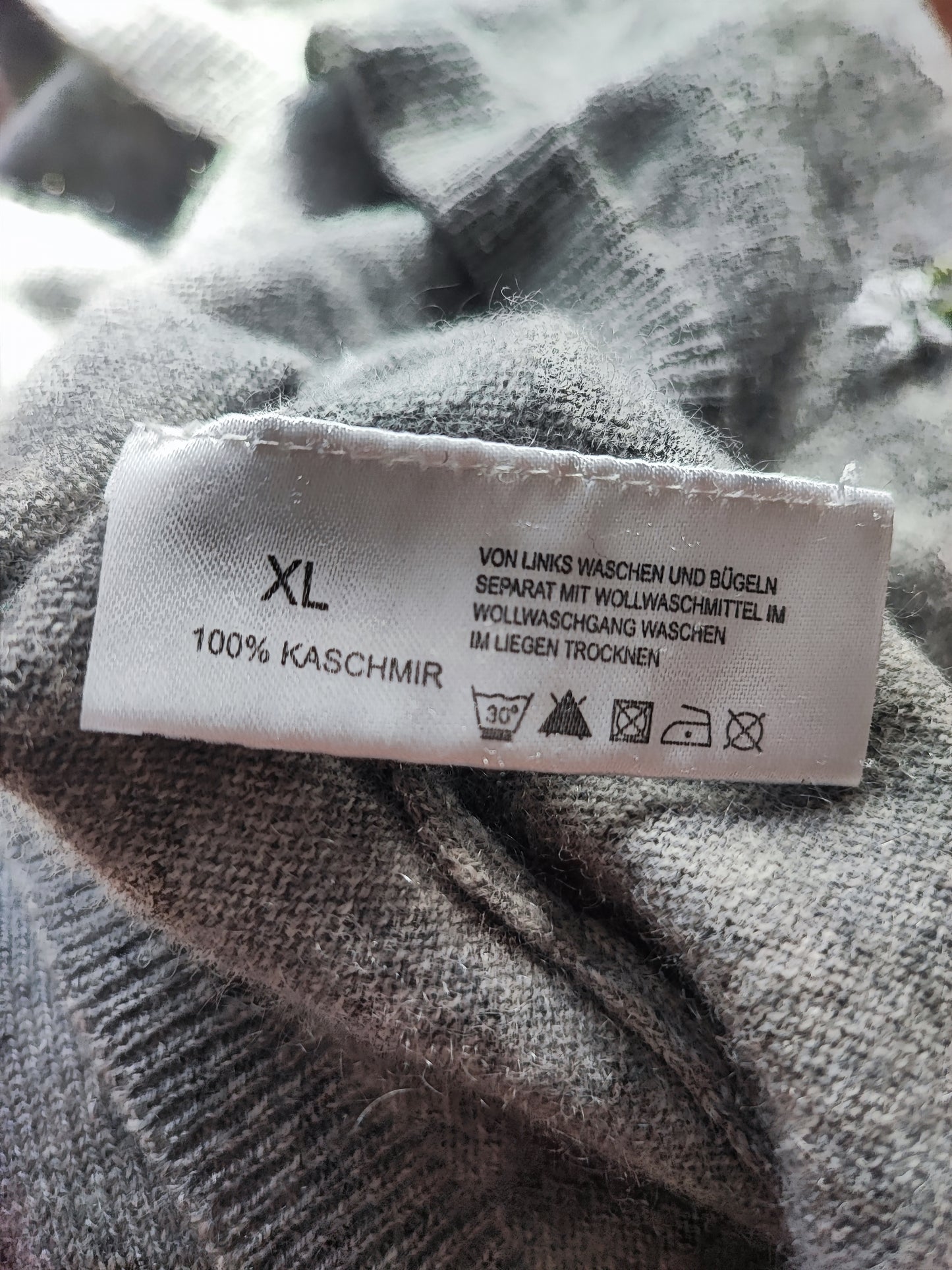 Pullover Kurzarm Kaschmir grau Gr. XL / Modell 90