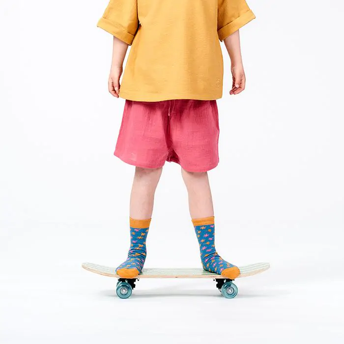 Socken 2er Pack Bio Baumwolle rauchblau/weiß