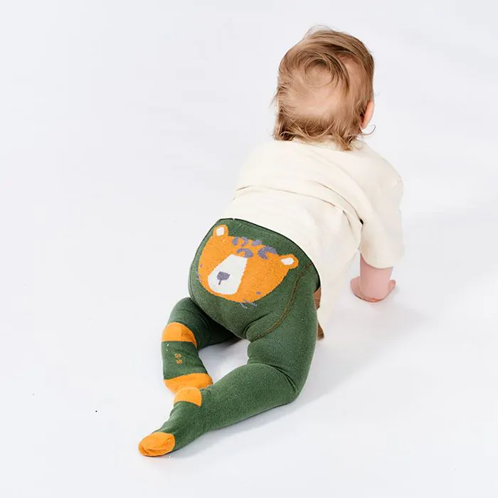 Strumpfhose Bio Baumwolle olive Leopard