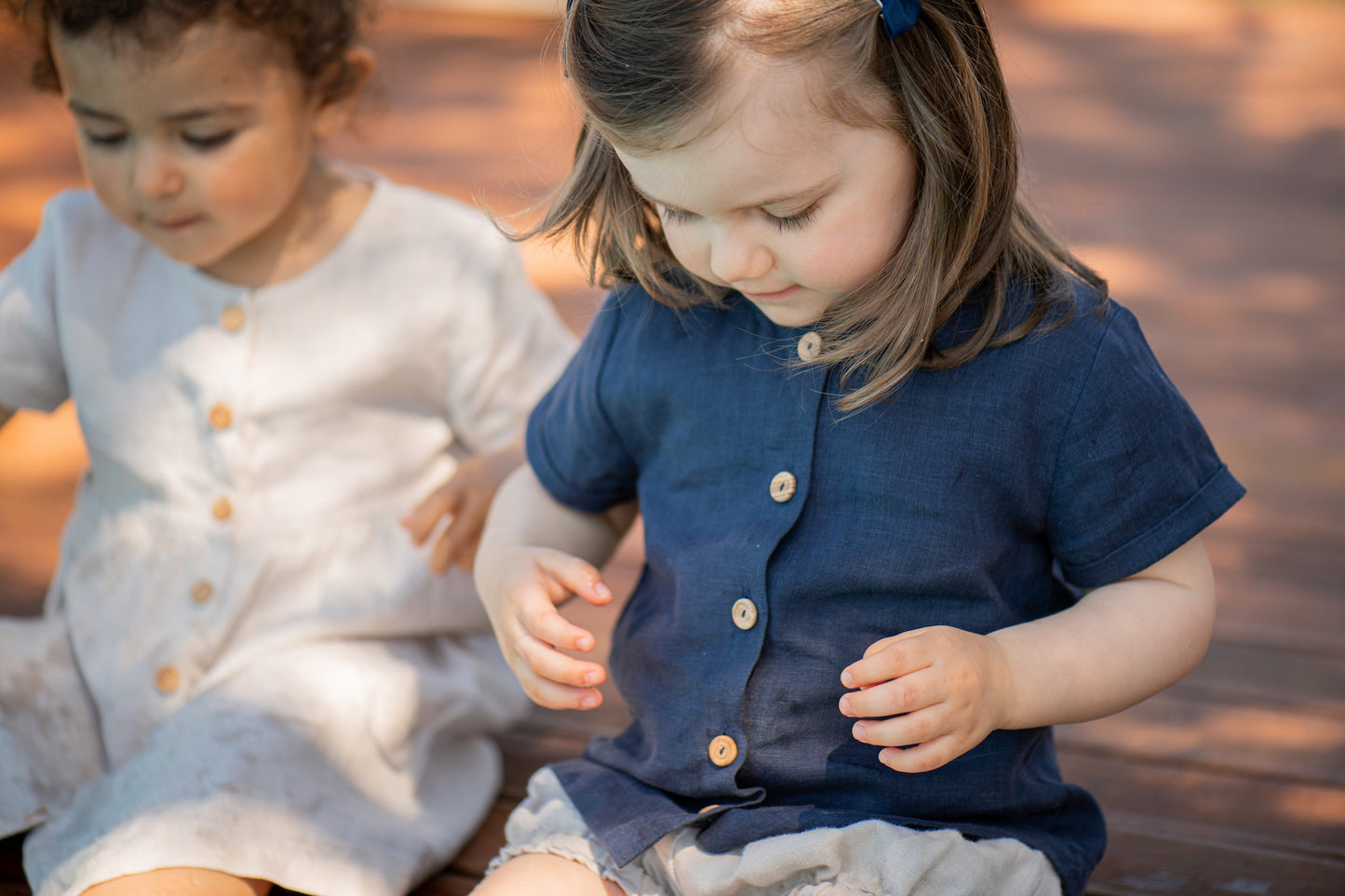 Leinen Hemd kurz marine