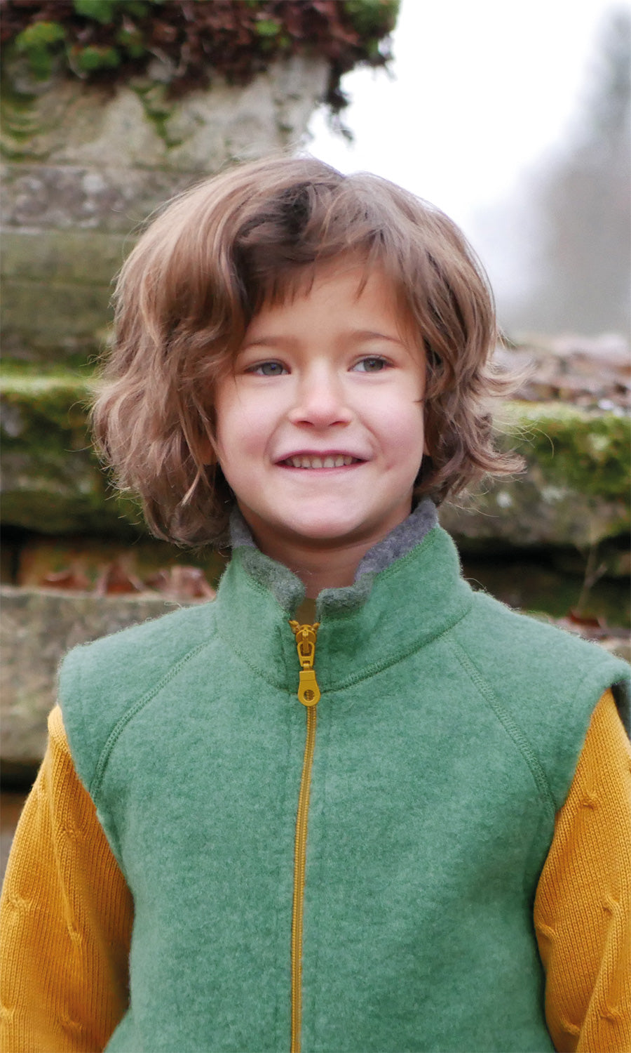 Wollfleece Weste salbei