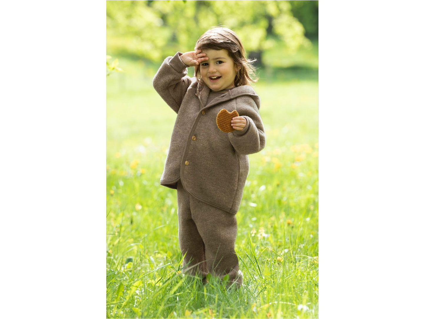 Woll-Fleece Jacke walnuss