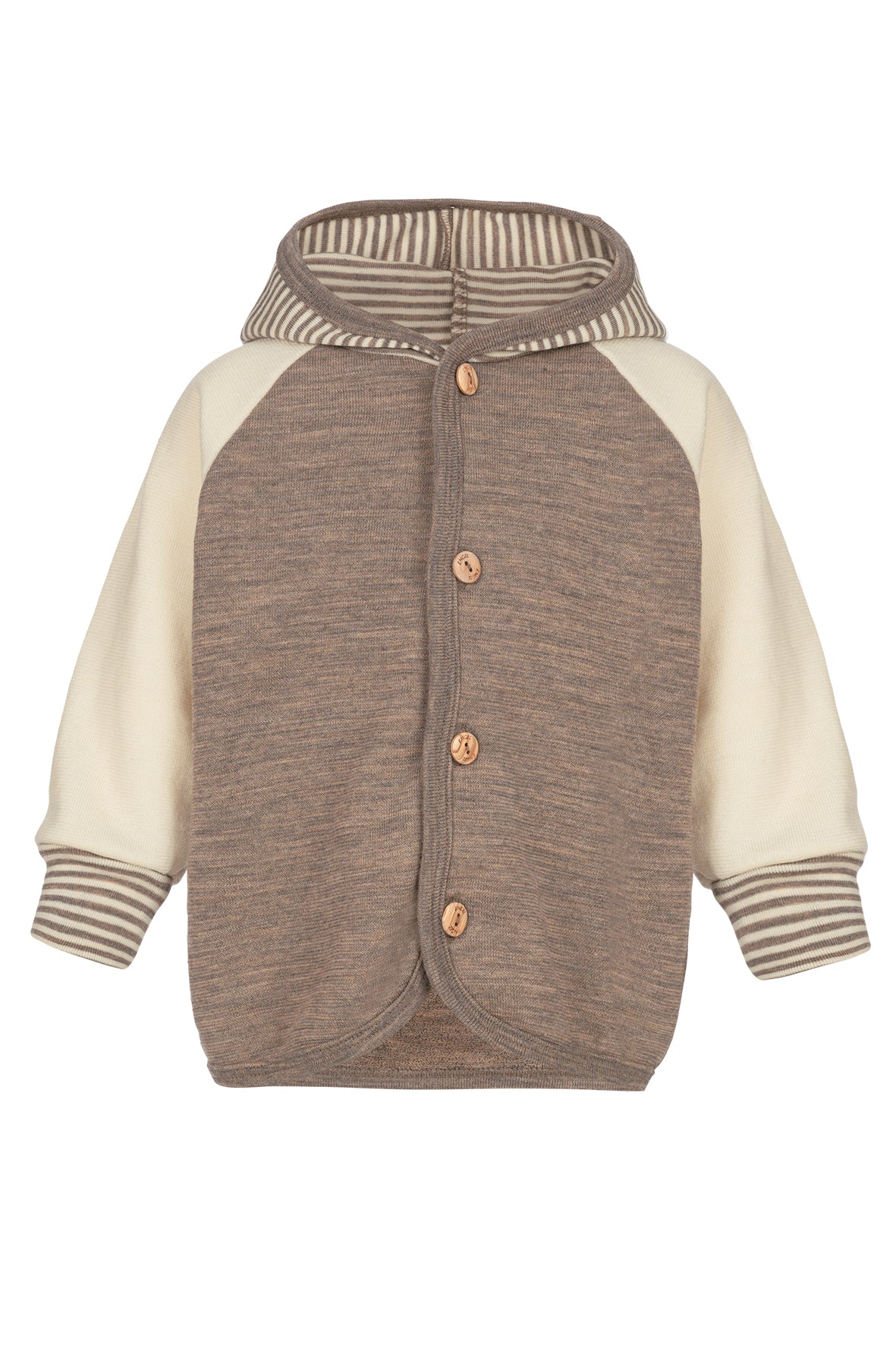 Kapuzenjacke Schurwolle walnuss/sand