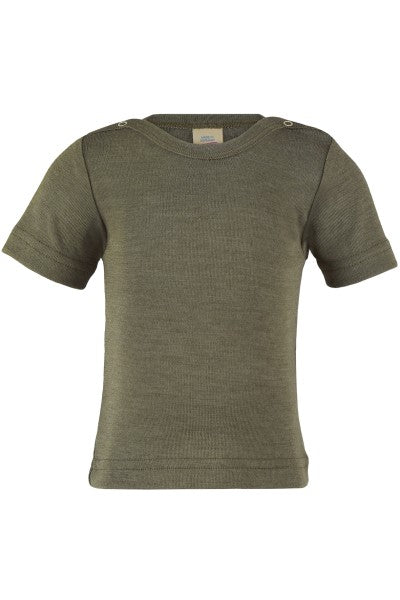 Hemd kurz Wolle/Seide olive