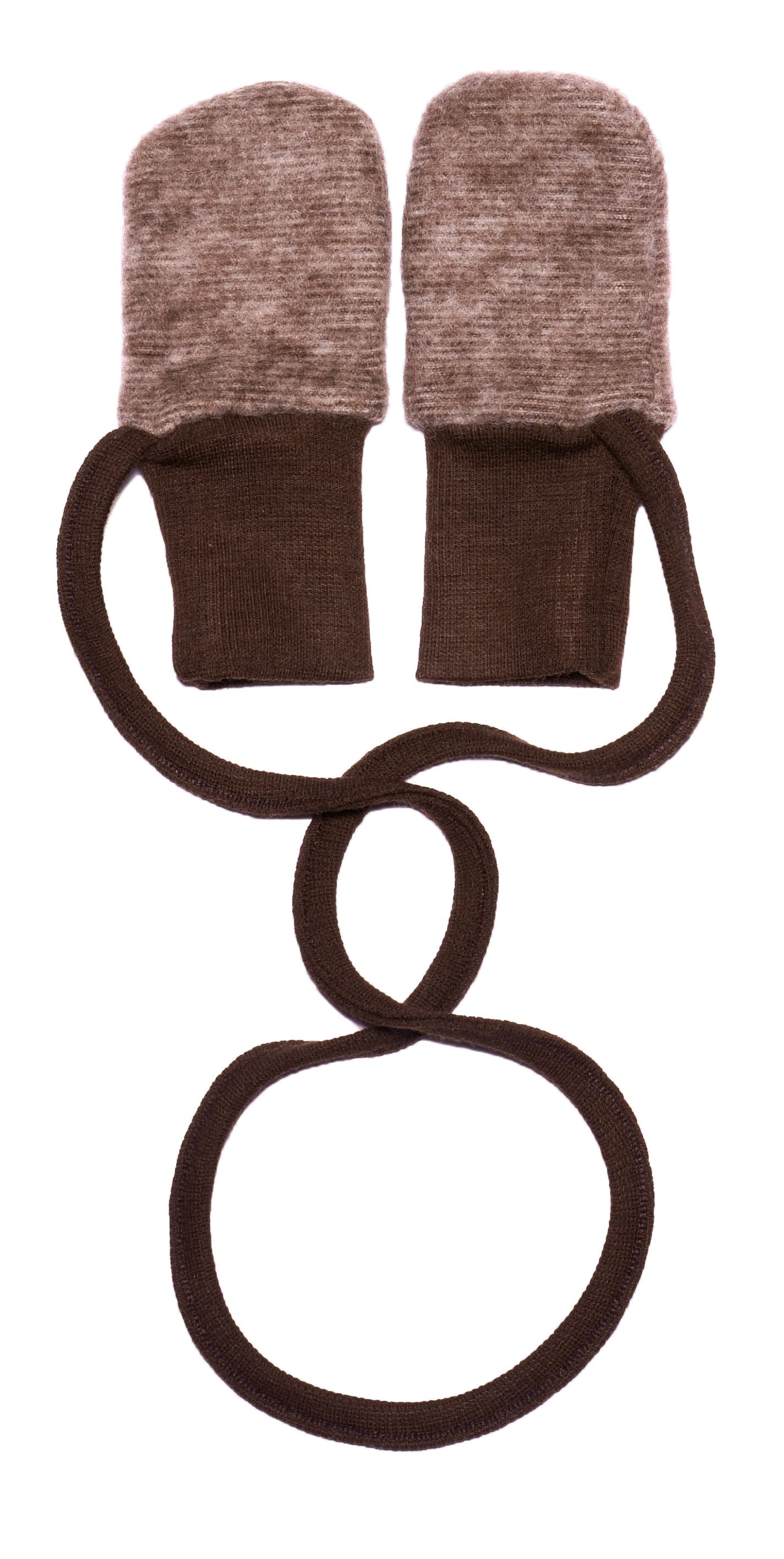 Woll-Fleece Fäustlinge braun