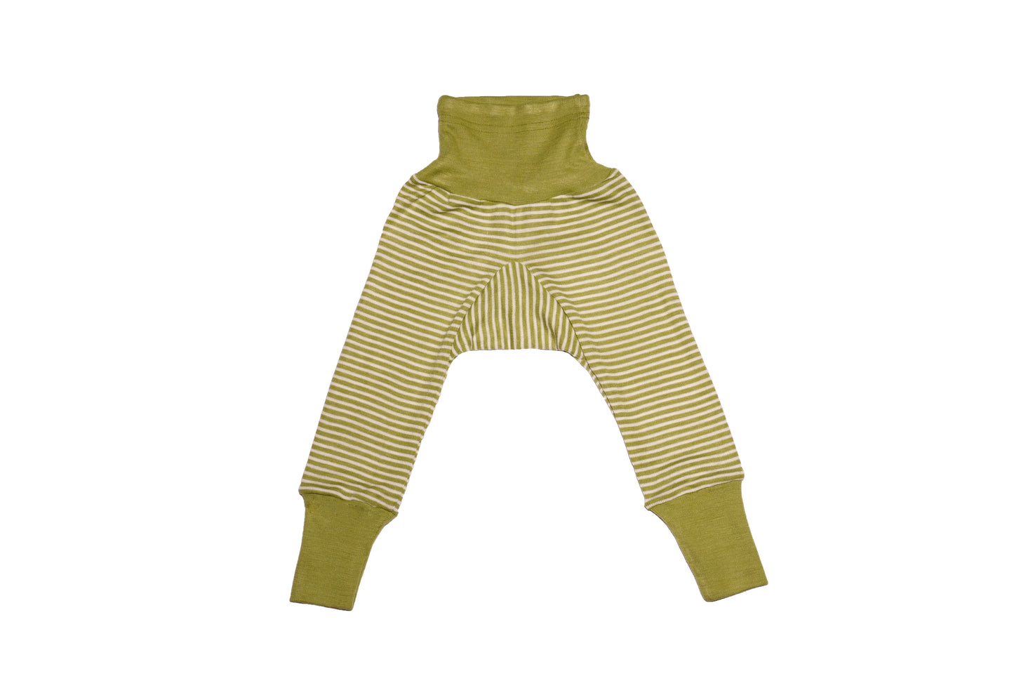 Wolle/Seide Hose grün-gestreift