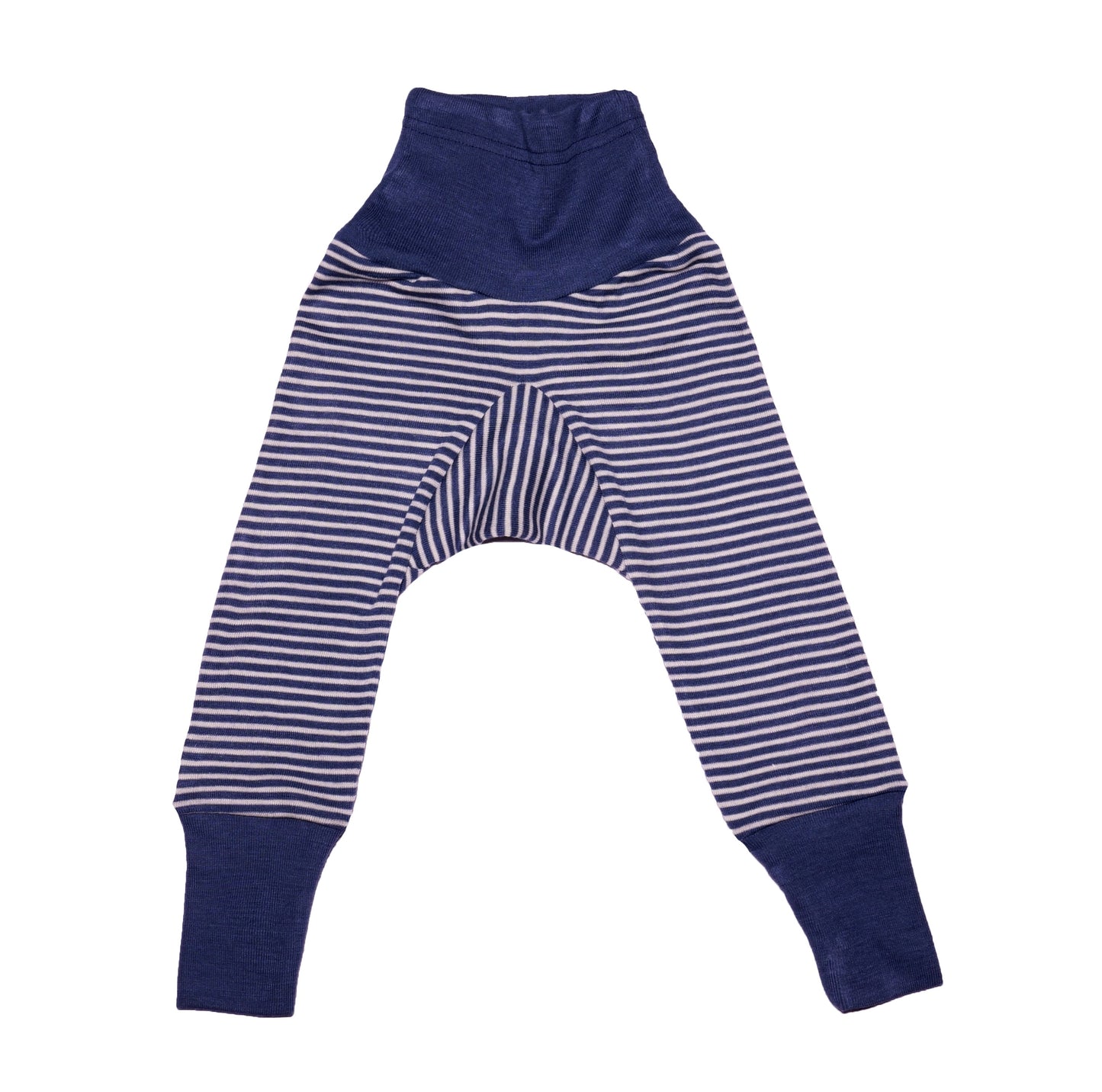 Wolle/Seide Hose Marine/gestreift