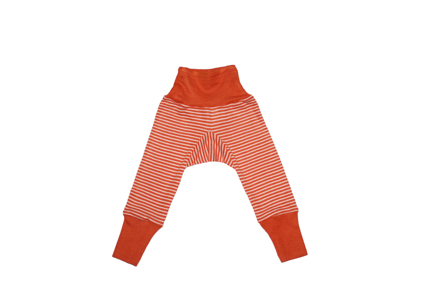 Wolle/Seide Hose orange-gestreift
