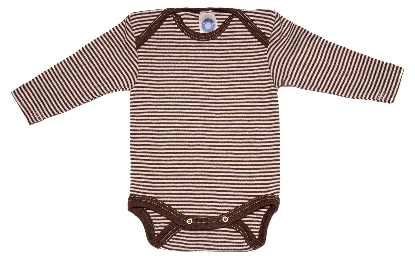 Wolle/Seide Langarm-Body Braun gestreift