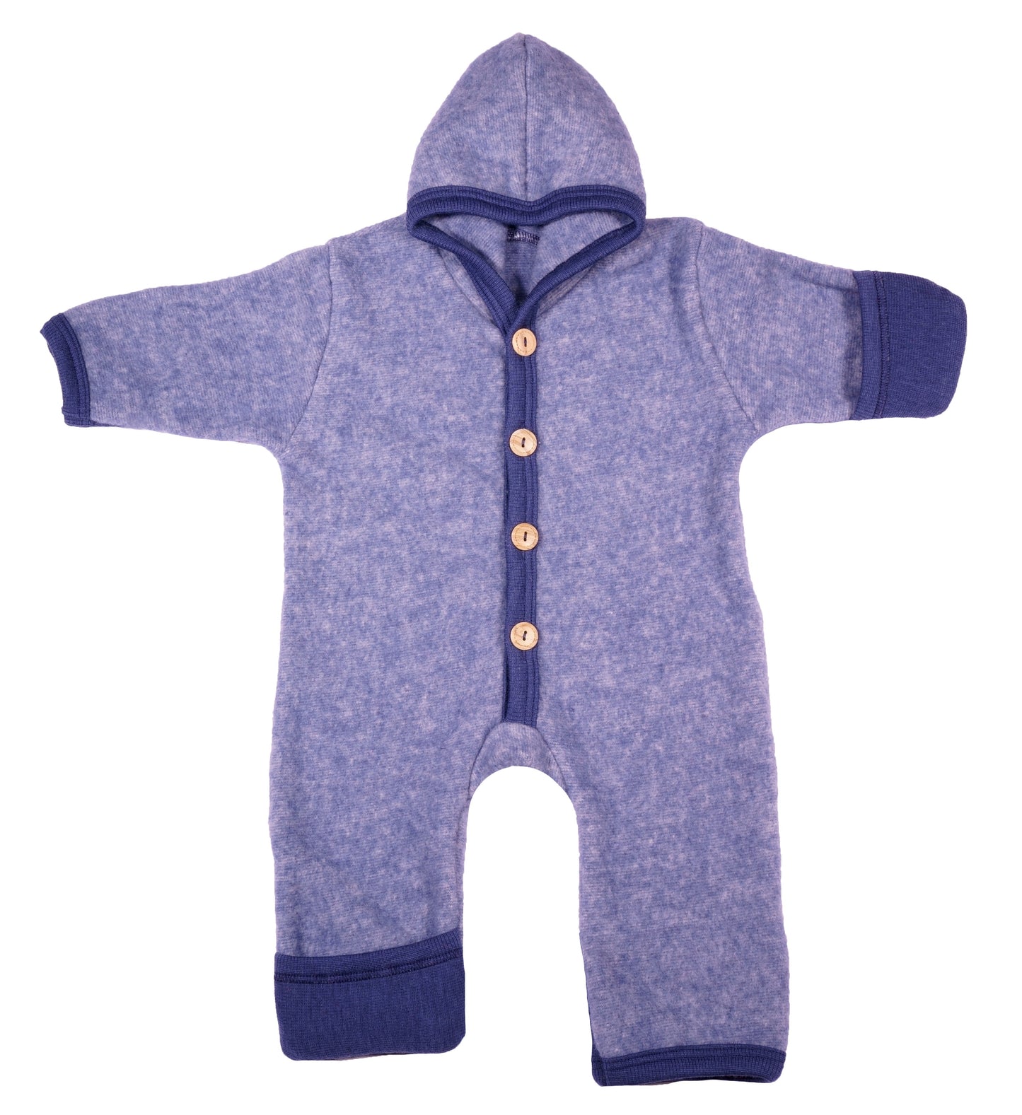 Woll-Fleece Overall mit umklappbaren Bündchen blau-meliert