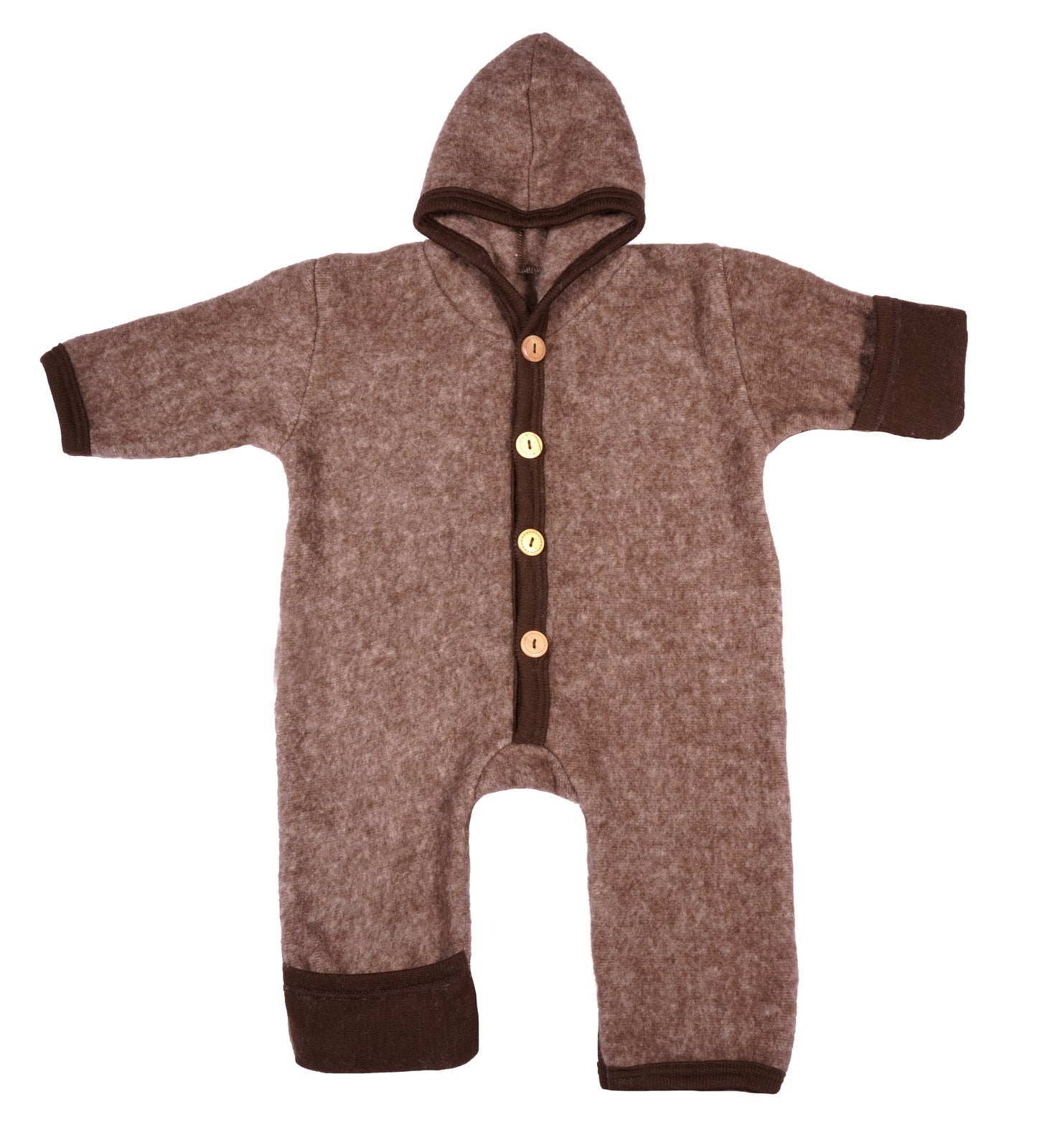 Woll-Fleece Overall mit umklappbaren Bündchen braun