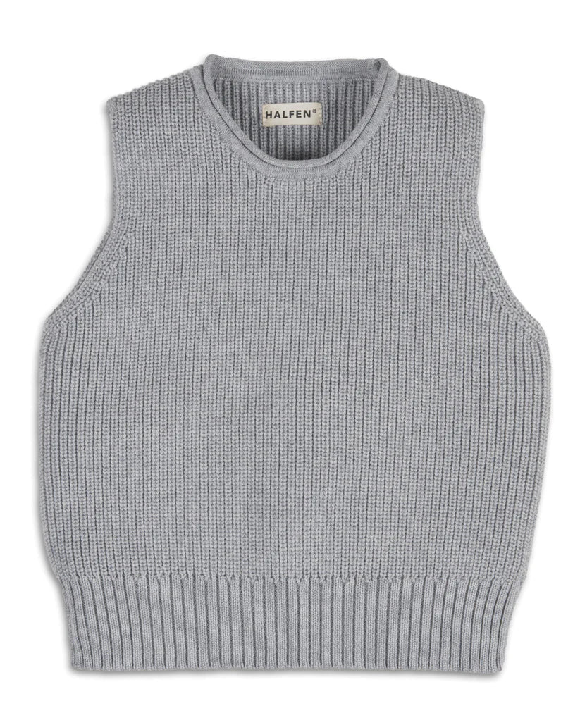 Grobstrick Pullunder Merino hellgrau