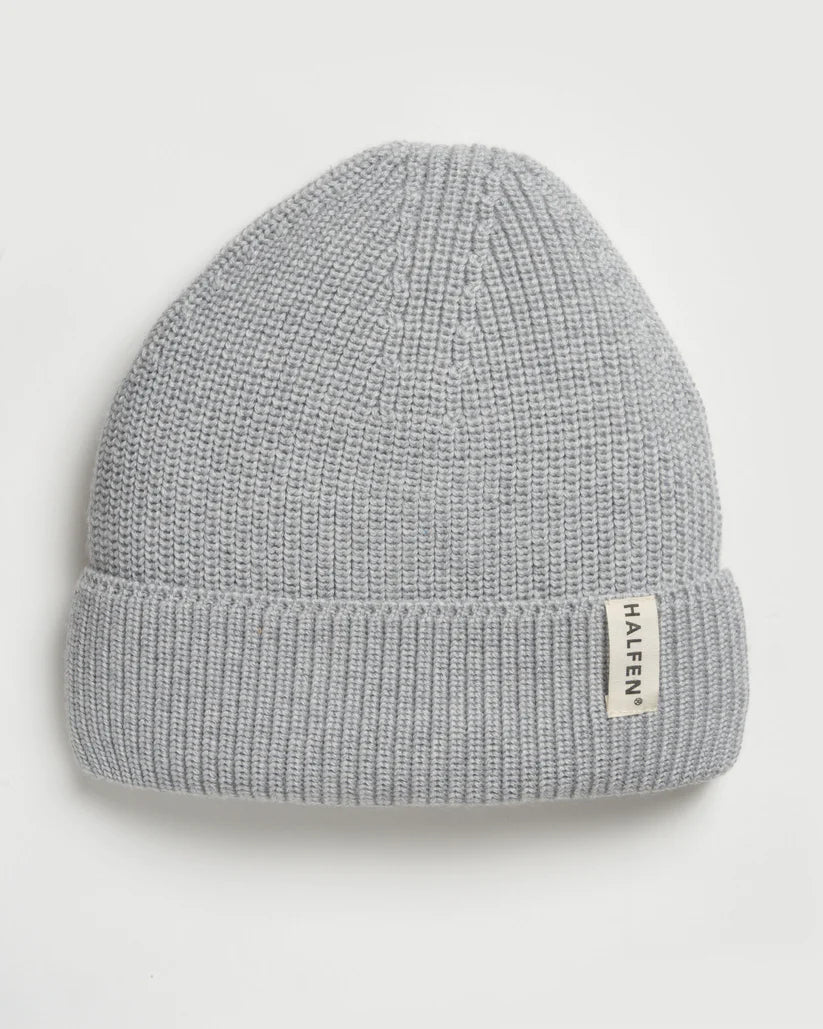 Beanie Merino Grobstrick grau