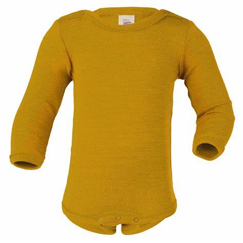 Wolle/Seide Langarm-Body Safran