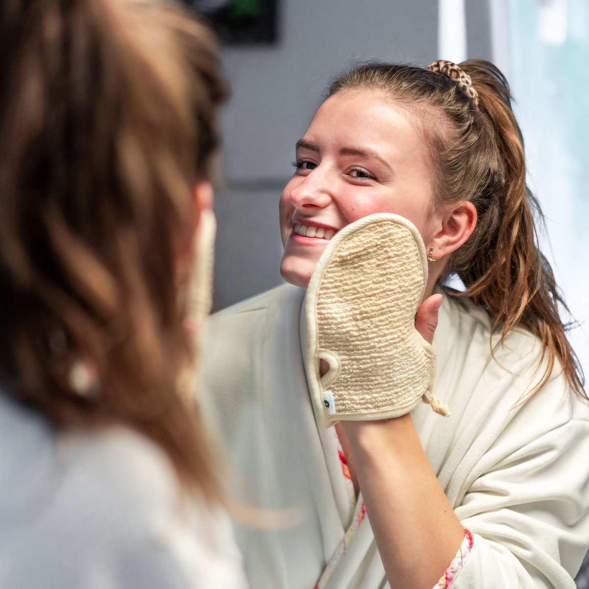 Peelinghandschuh aus GOTS Bio-Baumwolle & Hanf