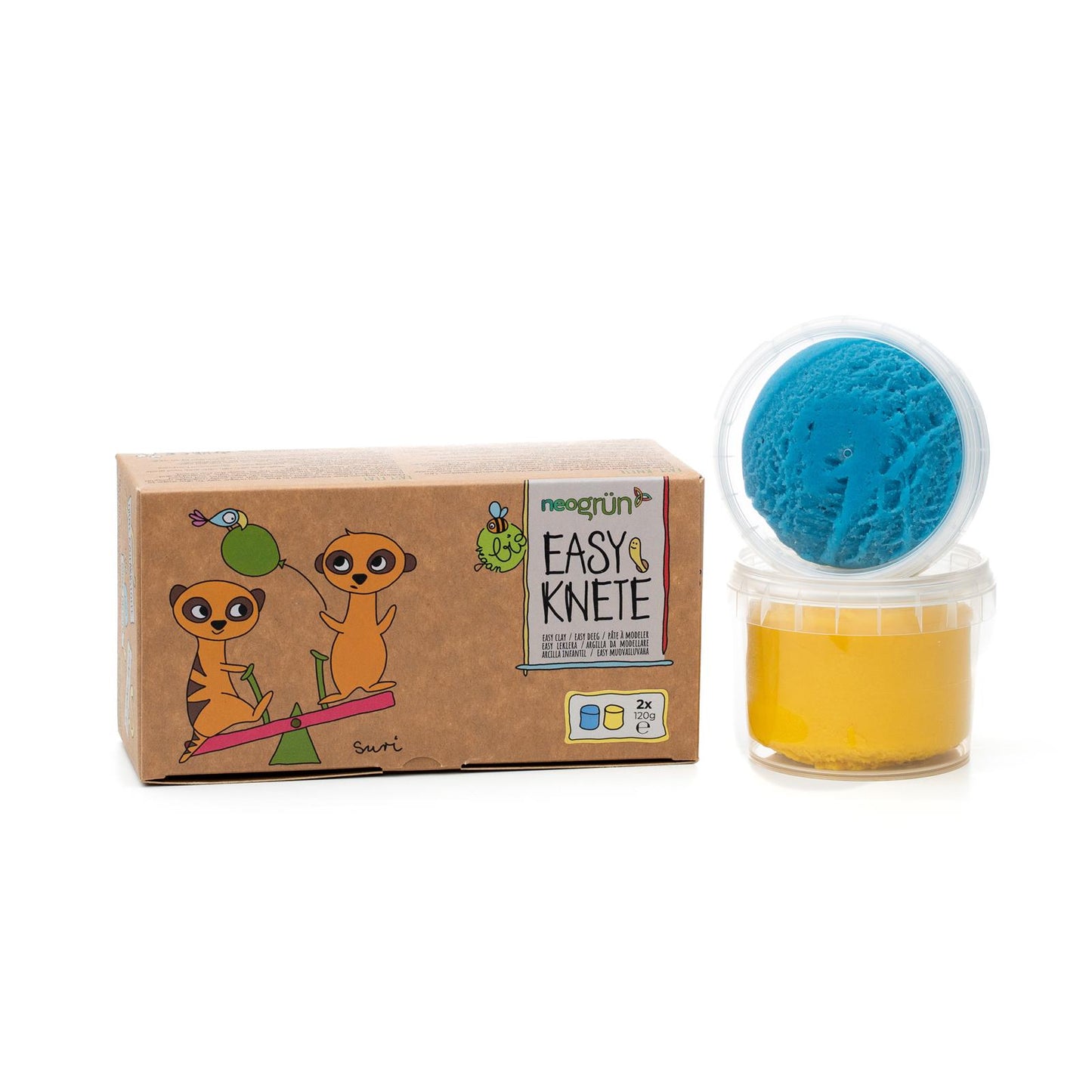 Vegane Bio-Knete 2er Set blau/gelb
