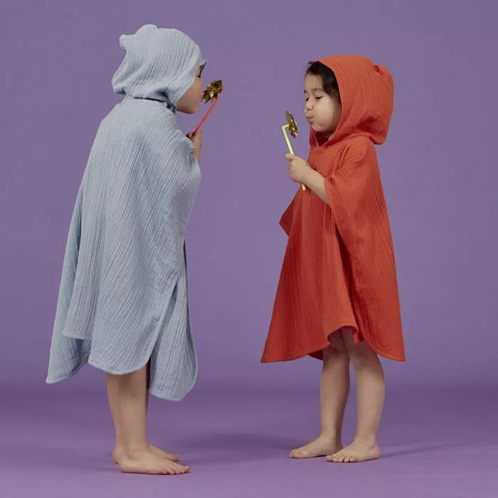 Poncho Musselin himmelblau