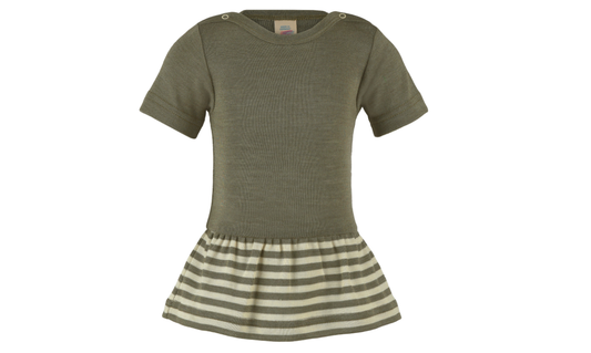 Wolle/Seide Langarm-Body Olive mit Rock