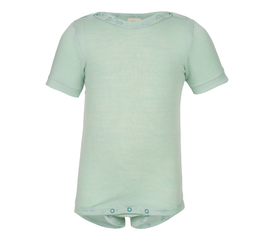 Wolle/Seide Kurzarm-Body mint
