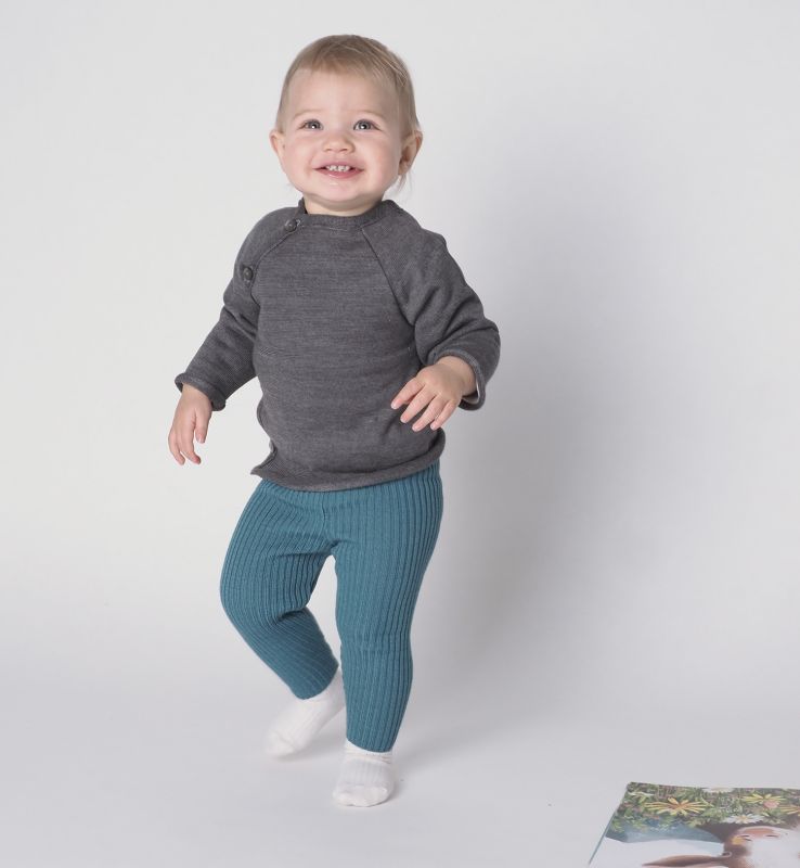 Leggings Schurwolle Rippstrick karibik