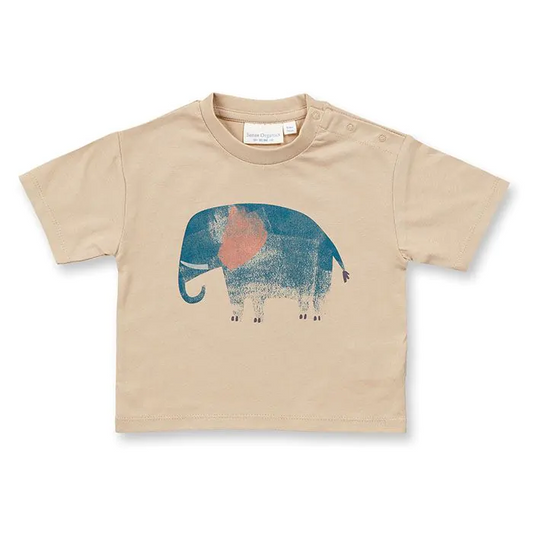 T-Shirt Baby Baumwolle sand mit Elefant