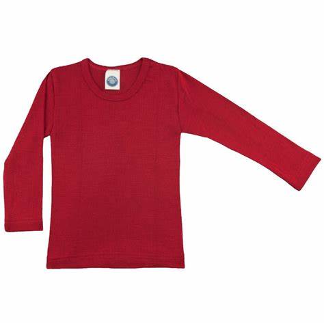 Langarmshirt Rundhals Wolle/Seide rot