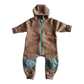 Woll-Fleece Overall braun mit Patches