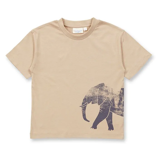 T-Shirt Kids Baumwolle sand mit Elefant