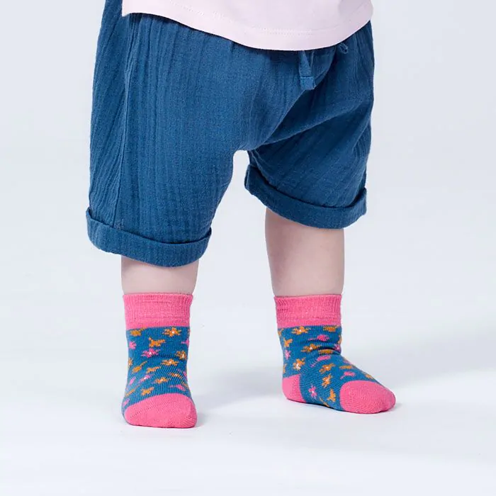 Socken 2er Pack Baumwolle rauchblau/pink