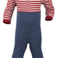 Schlafanzug Schurwolle mit Beinumschlägen blau/rot