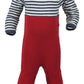 Schlafanzug Schurwolle mit Beinumschlägen rot/blau